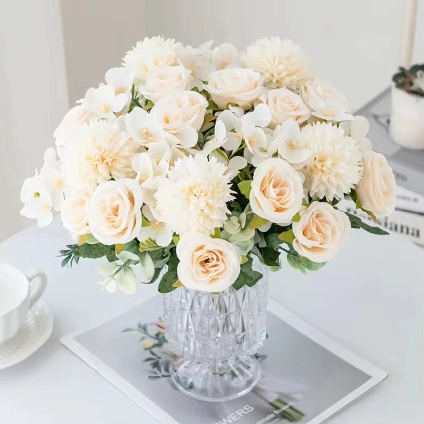 Silk Rose & Chrysanthemum Artificial Bouquet | Wedding Décor Artificial Flower Bouquet Babs