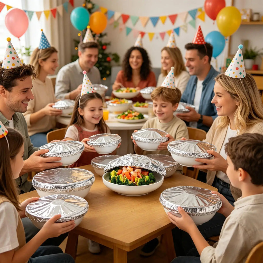 30-Pack Reusable Aluminum Foil Bowl Covers – Food Grade, Oven Safe Aluminum Foil Bowl Covers Babs