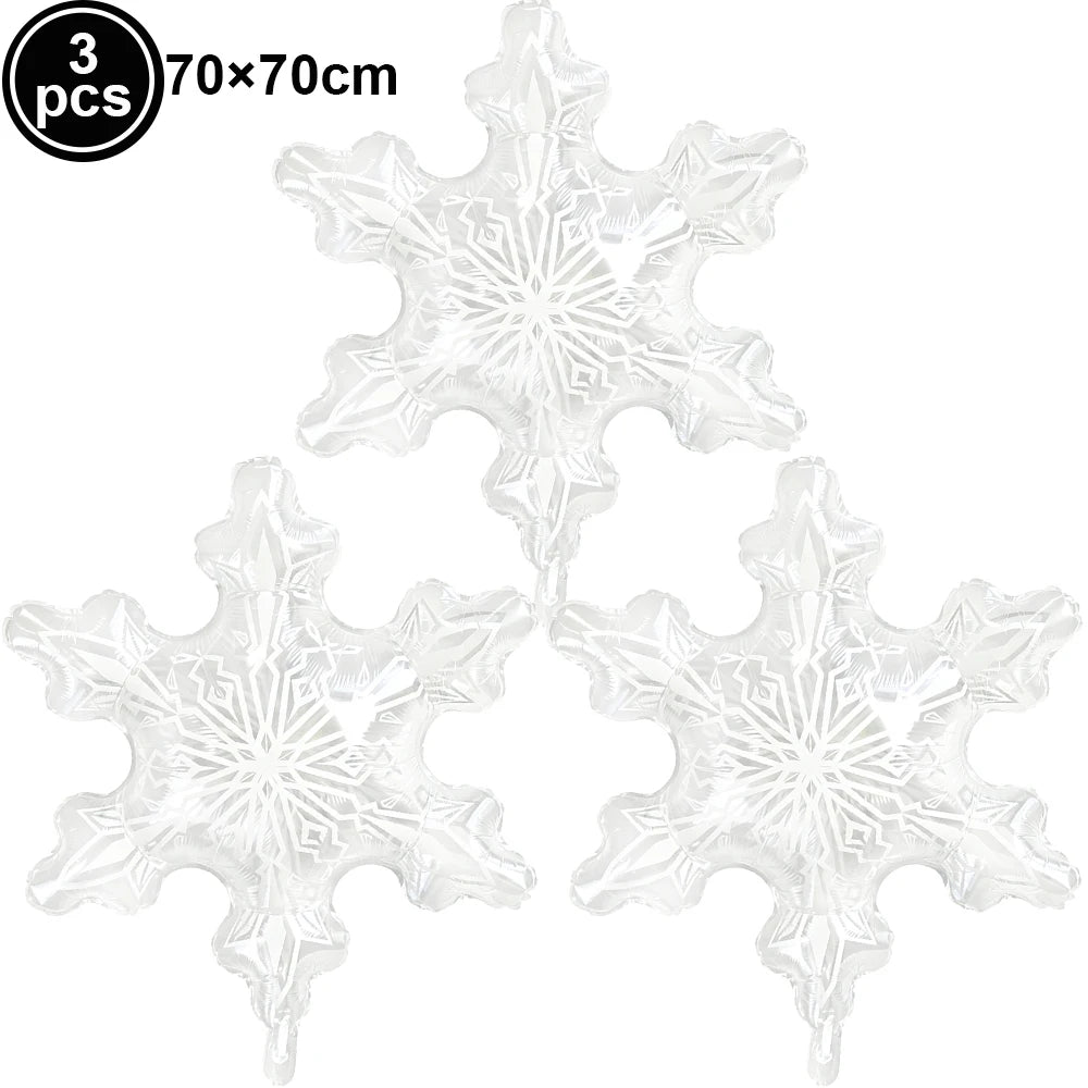 Snowflake Foil Balloons – White Pink Blue Party Décor Foil Party Balloons Babs iridescent As pictures show
