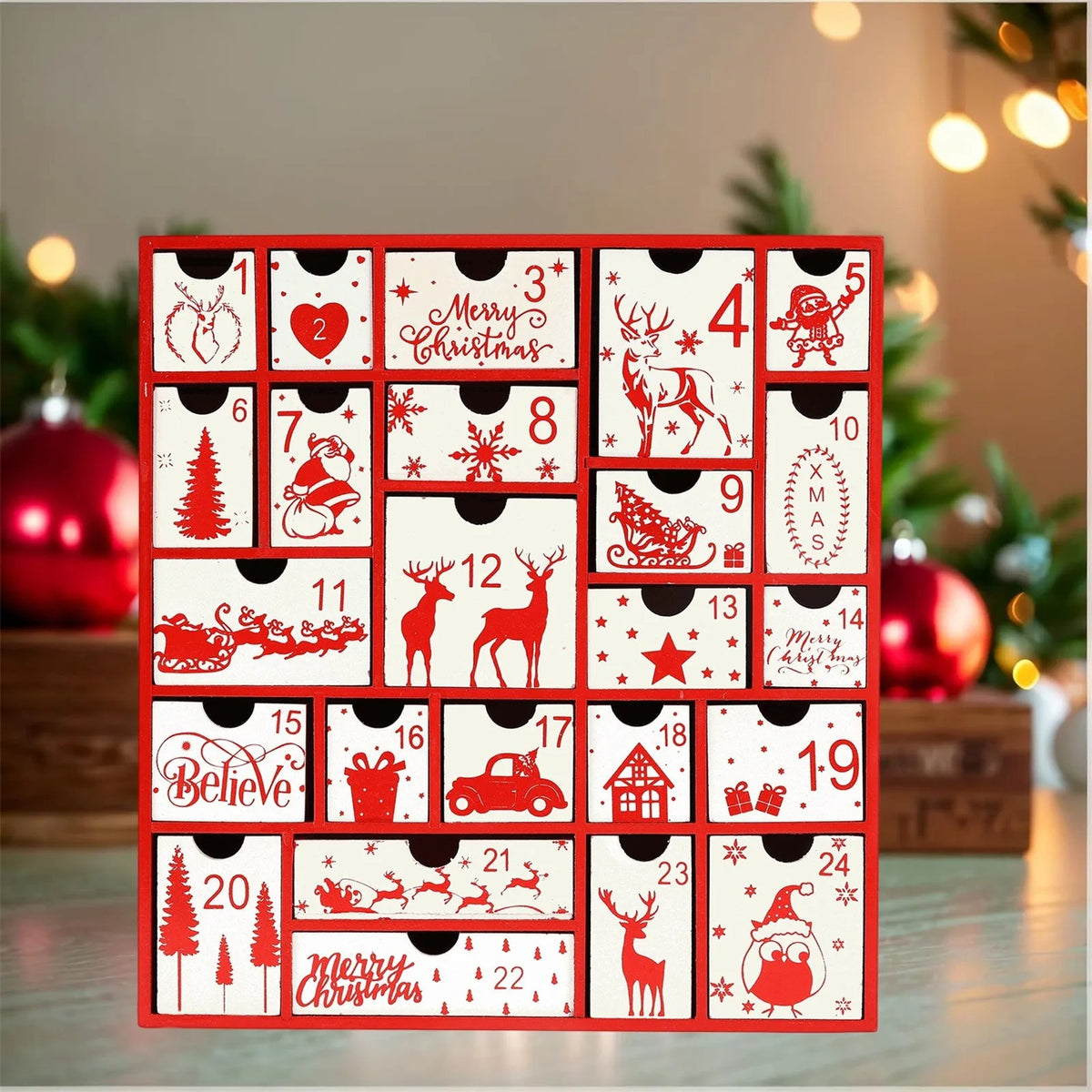Christmas Advent Calendar 24-Drawer Countdown Gift Box Advent Calendar Box Babs