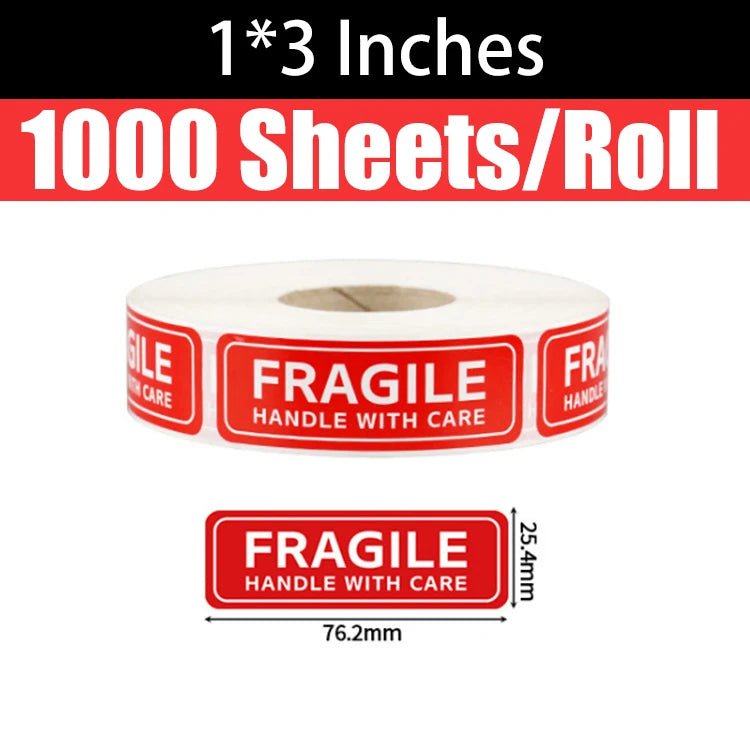 Fragile Handle With Care Stickers 500/1000 PCS – Warning Labels Shipping Warning Labels Babs 1000PCS