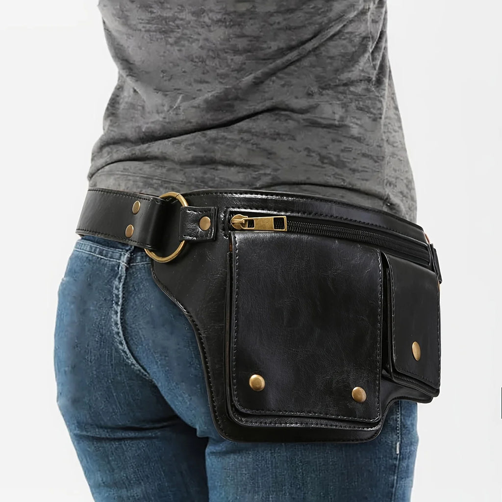 Babs Solid Color Chest Bag – Adjustable Strap, Magnetic Closure Chest & Waist Bag Babs Black