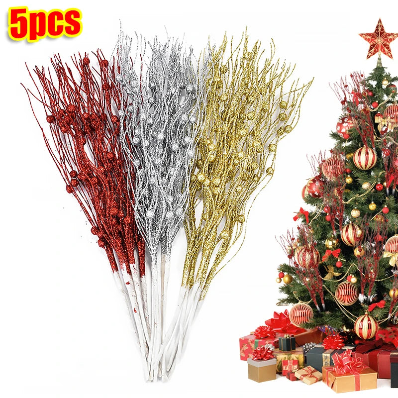 Christmas Glitter Berry Stem Branches – Xmas Tree & Vase Decor Christmas Tree Ornament Babs