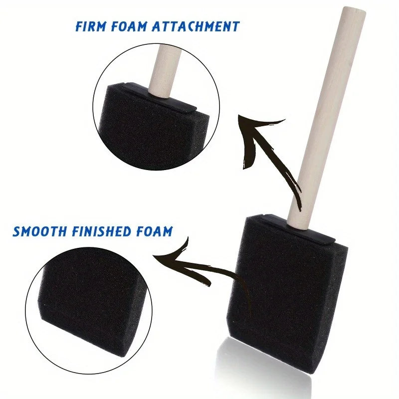 Assorted Foam Brush Set – Wood Handle for Acrylics & Crafts Foam Paint Brush Set Babs