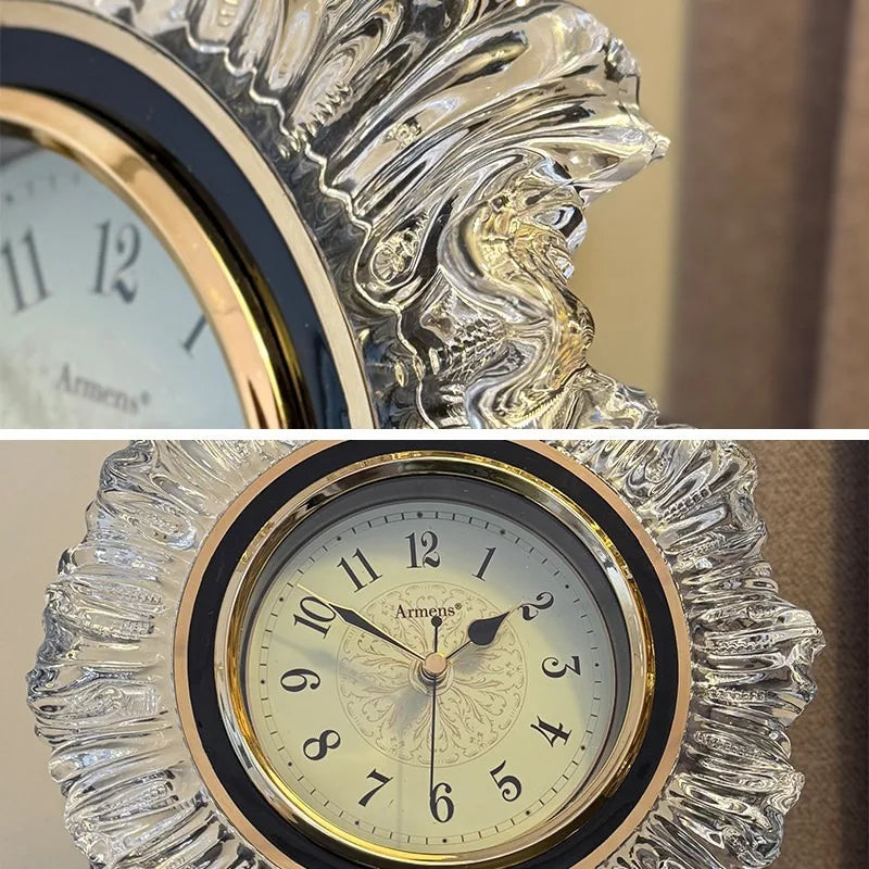 Retro Luxury Desk Clock with Backlight – Silent Quartz Table Clock Decorative Desk Clock Babs
