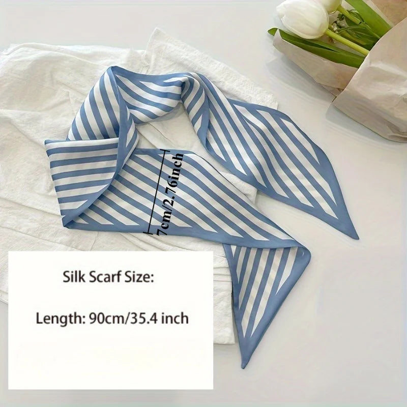 Silk-Feel Headband, Bag Scarf & Hair Ribbon – Multi-Use Blue Hair Scarf Headband Babs