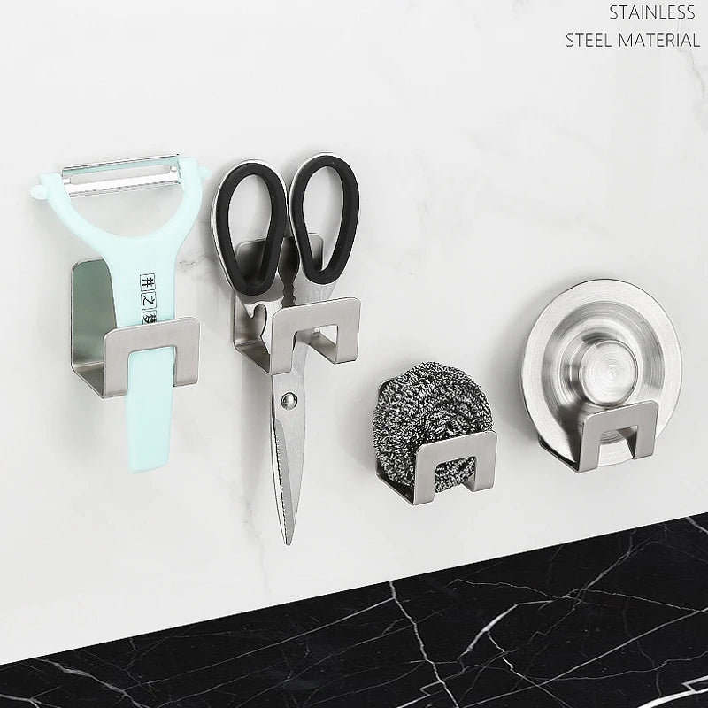 Stainless Steel Sponge Holder Self-Adhesive Kitchen Sink Rack Kitchen Sink Organizer Babs