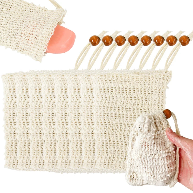 Natural Sisal Soap Saver Bags – Exfoliating Mesh Pouches 5/10 Pcs Soap Saver Bag Babs