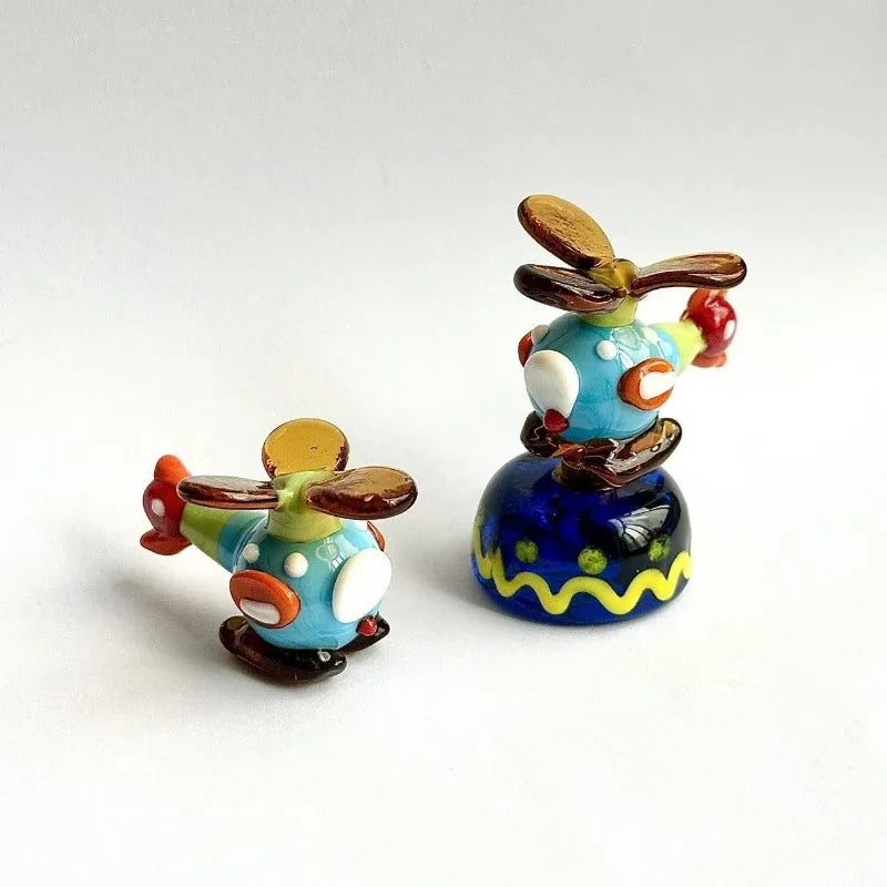 Handmade Glass Helicopter Figurine – Mini Desktop Ornament Glass Figurine Ornament Babs