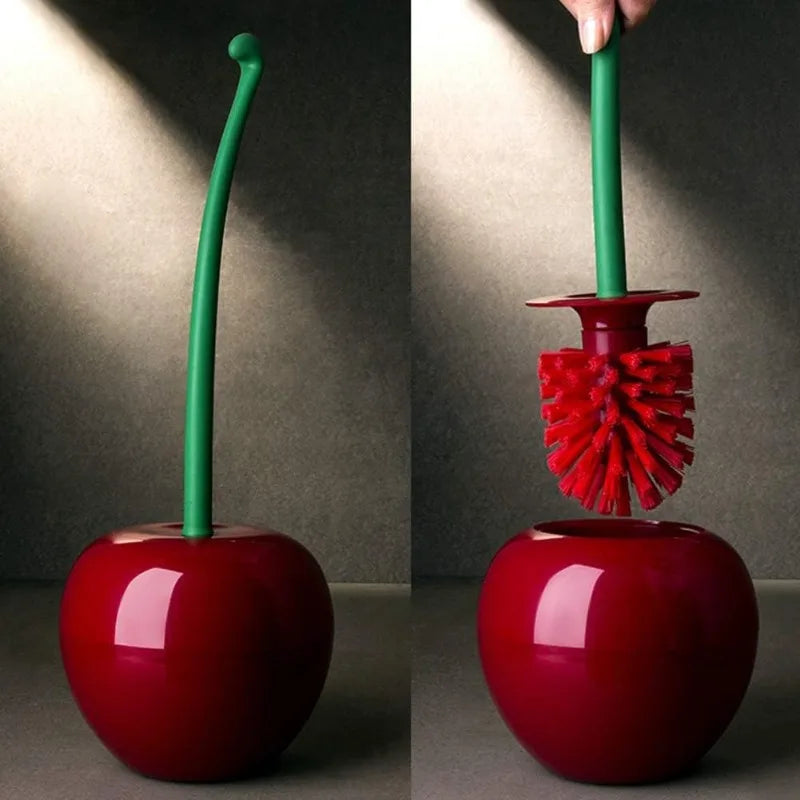 Cherry Toilet Brush & Holder Set – Cute Long Handle Toilet Brush Set Babs