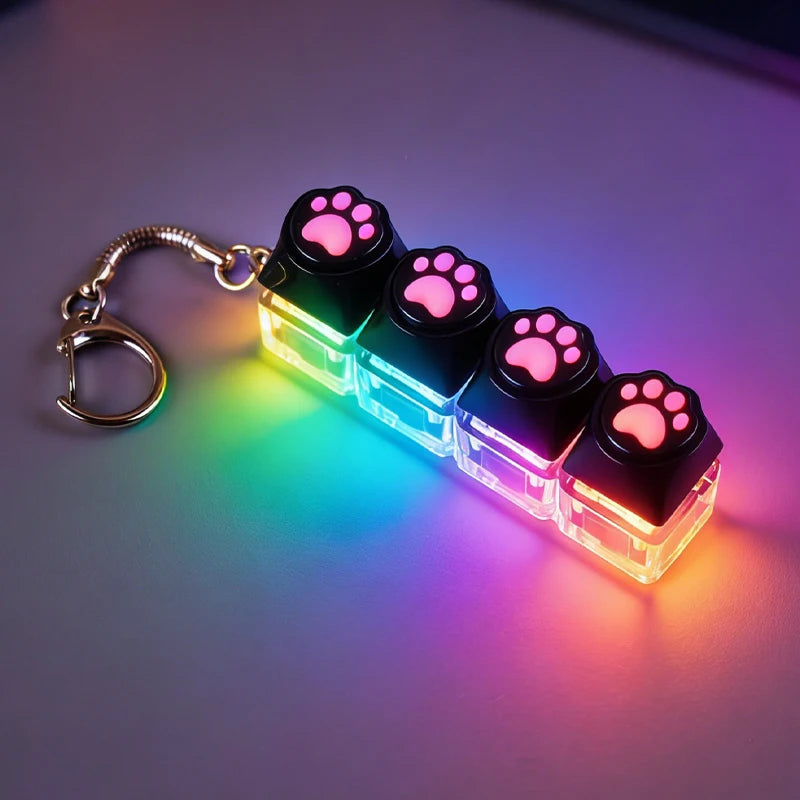 LED Light-Up Keyboard Keychain – Clickable Fidget Toy Gift Fidget Keychain Toy Babs Black Cat