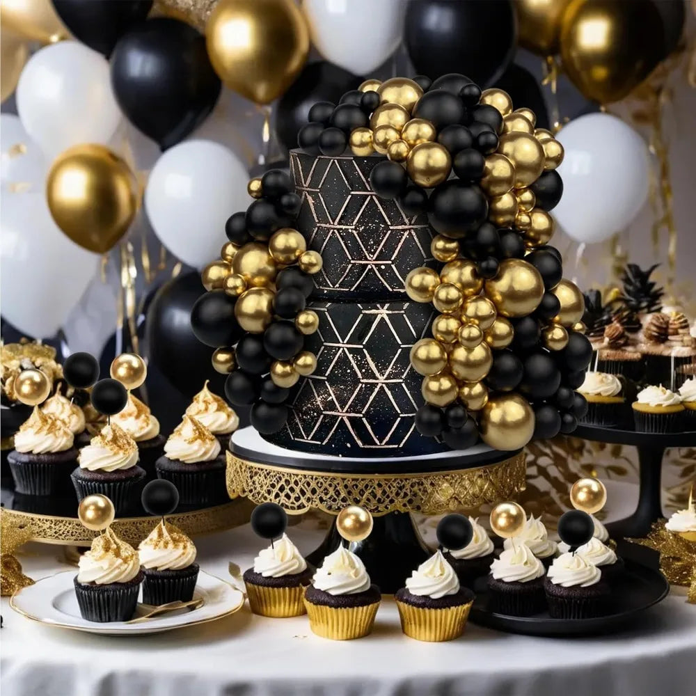 20/30Pcs Gilded Foam Ball Cake Decorations – Birthday & Wedding Cake Decoration Set Babs