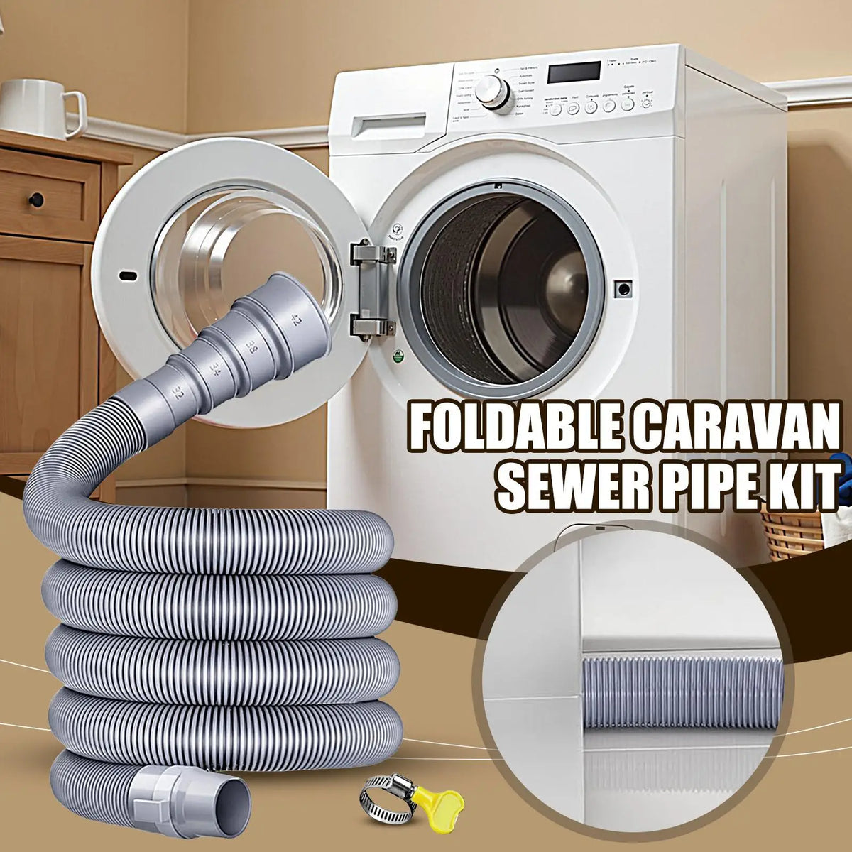 Foldable RV Sewer Hose Kit 3/4/5m Leakproof – Caravan Trailer RV Sewer Hose Kit Babs
