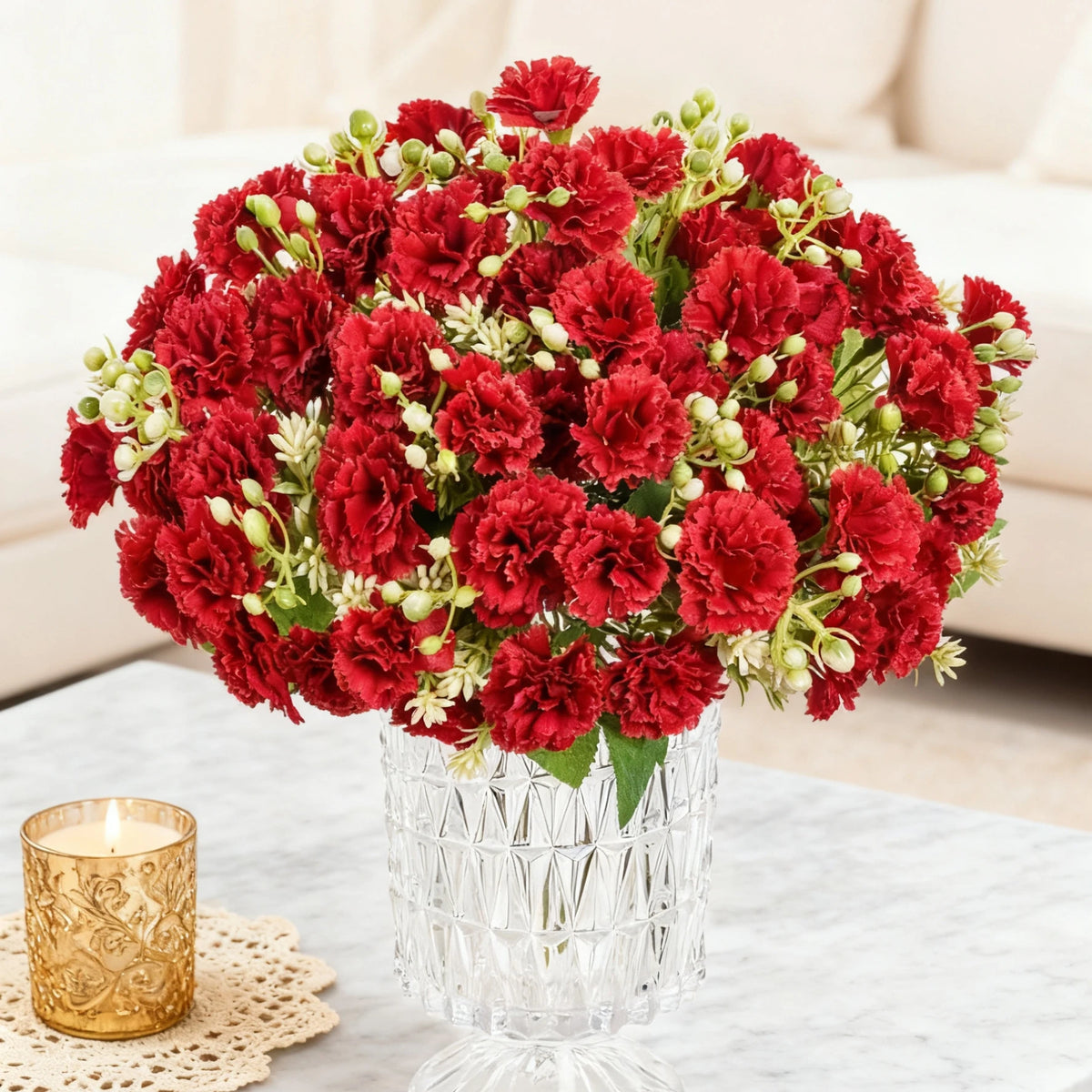 Silk Carnation Artificial Flowers – Wedding & Home Décor Bouquet Artificial Flower Bouquet Babs