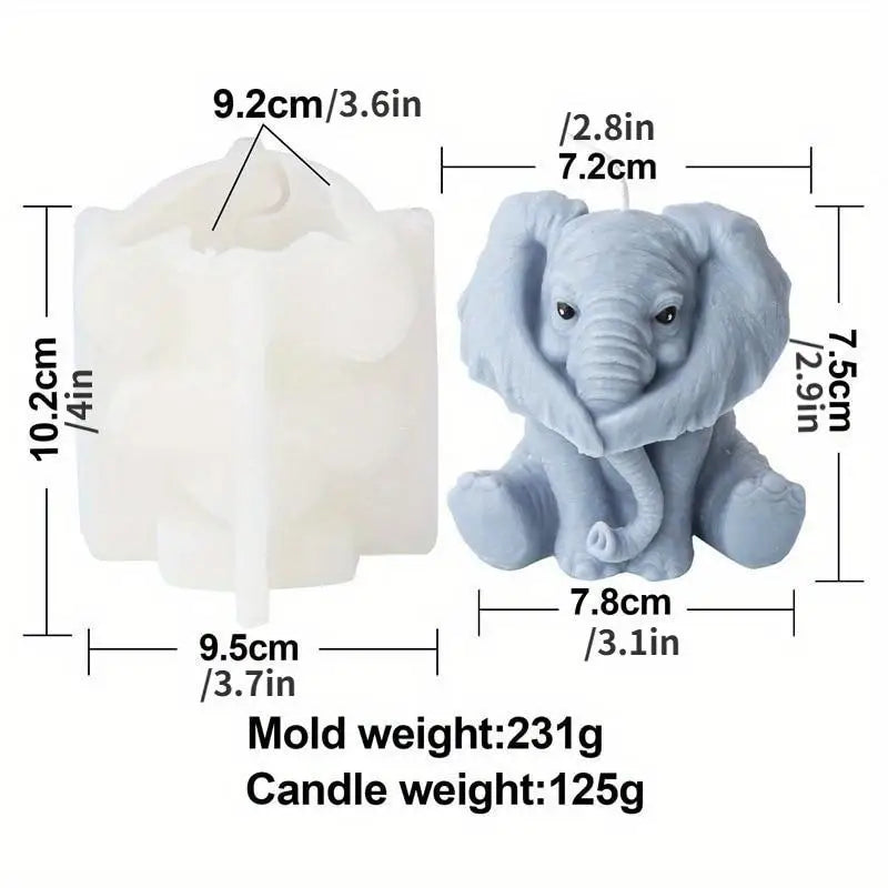 Elephant Silicone Mold – DIY Candle, Soap & Resin Crafting Silicone Craft Mold Babs