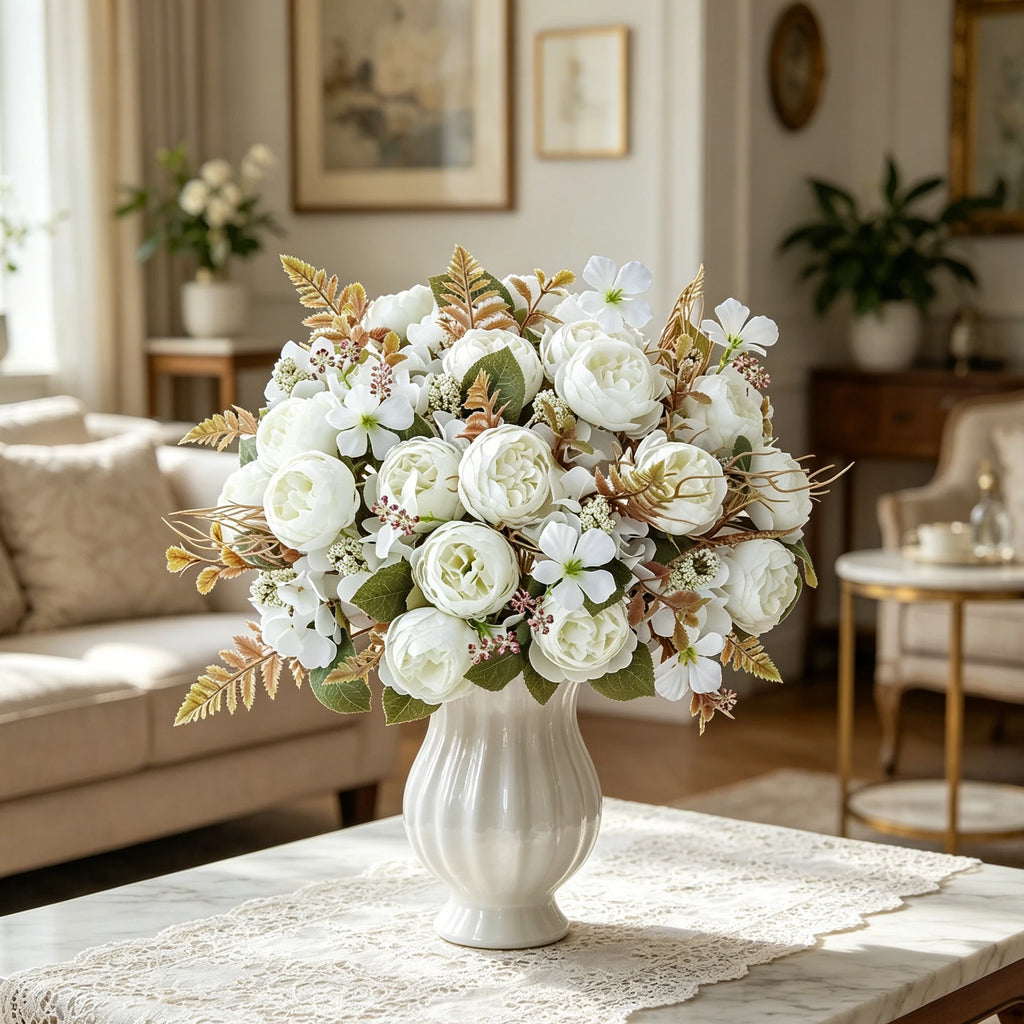 Artificial Silk Peony & Hydrangea Bouquet | Wedding Home Décor Artificial Flower Bouquet Babs