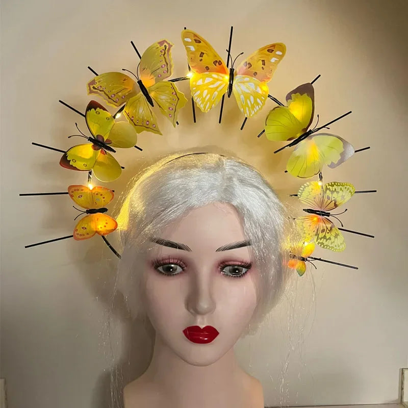LED Flashing Butterfly Crown Headband – Glow Hair Accessory LED Glow Headband Babs