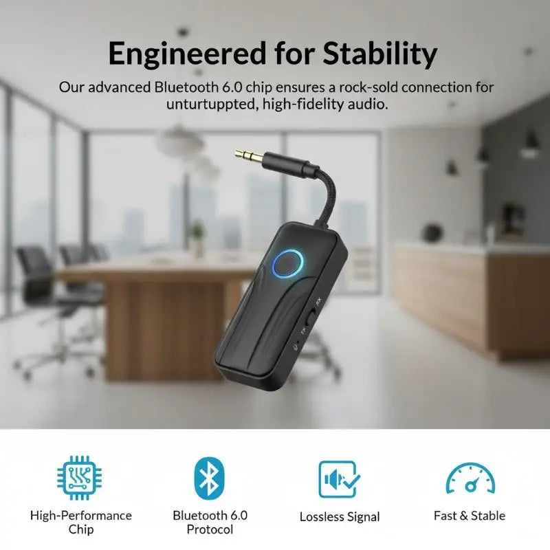 Bluetooth 6.0 Audio Transmitter Receiver – 3.5mm AUX HiFi Bluetooth Audio Adapter Babs