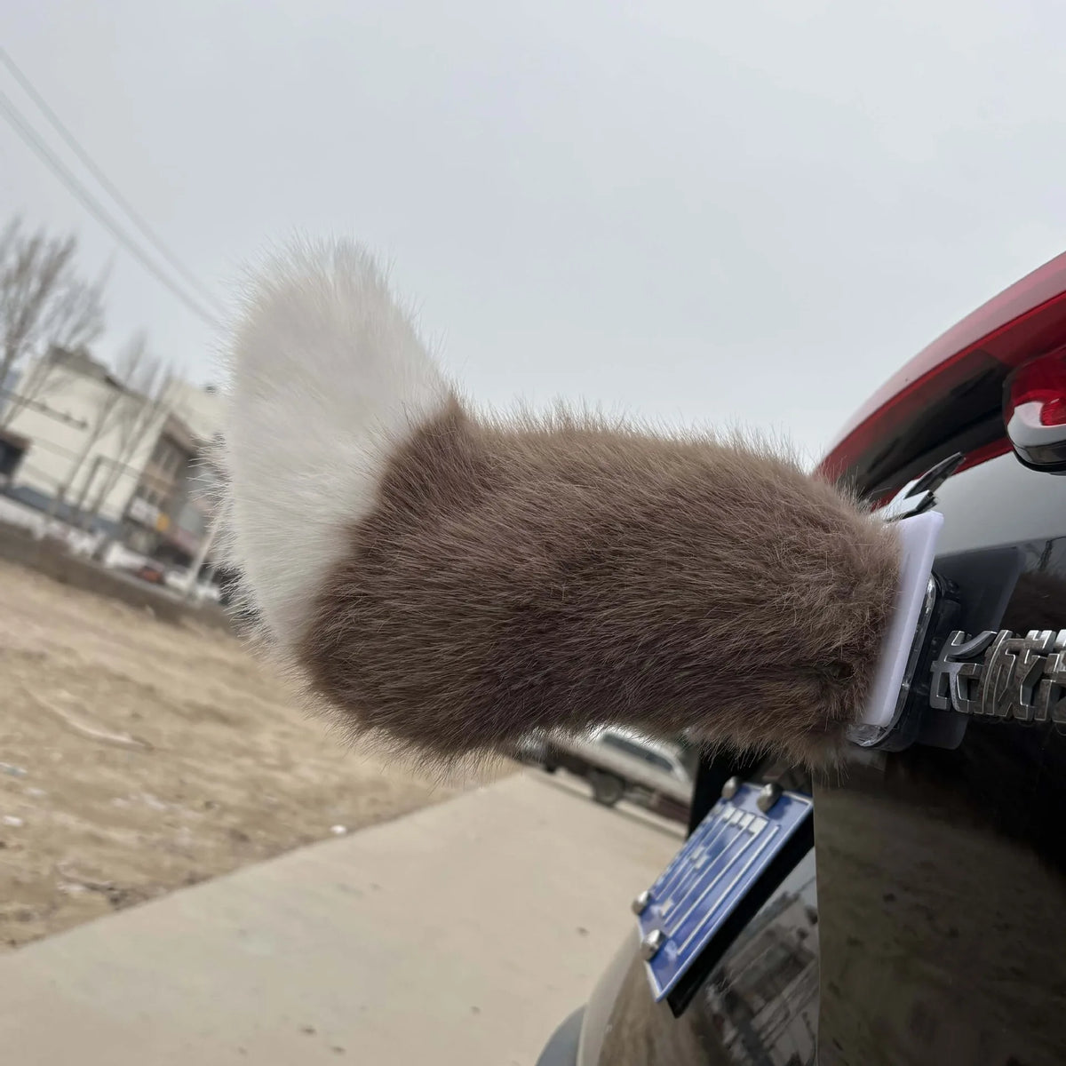 Electric Wagging Faux Fox Tail Car Ornament | Remote Control Car Exterior Ornament Babs