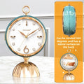 Modern Luxury Silent Desk Clock with Mirror – Metal & Glass Luxury Desk Clock Babs Green