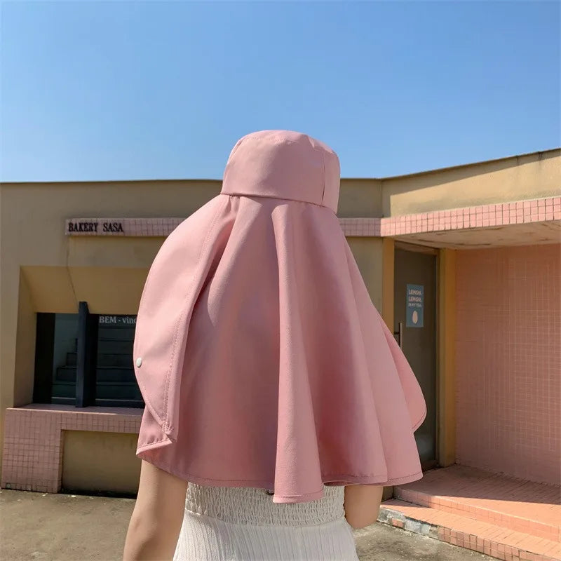 Women Wide Brim UV Sun Hat with Neck & Face Shield Cover Sun Protection Hat Babs