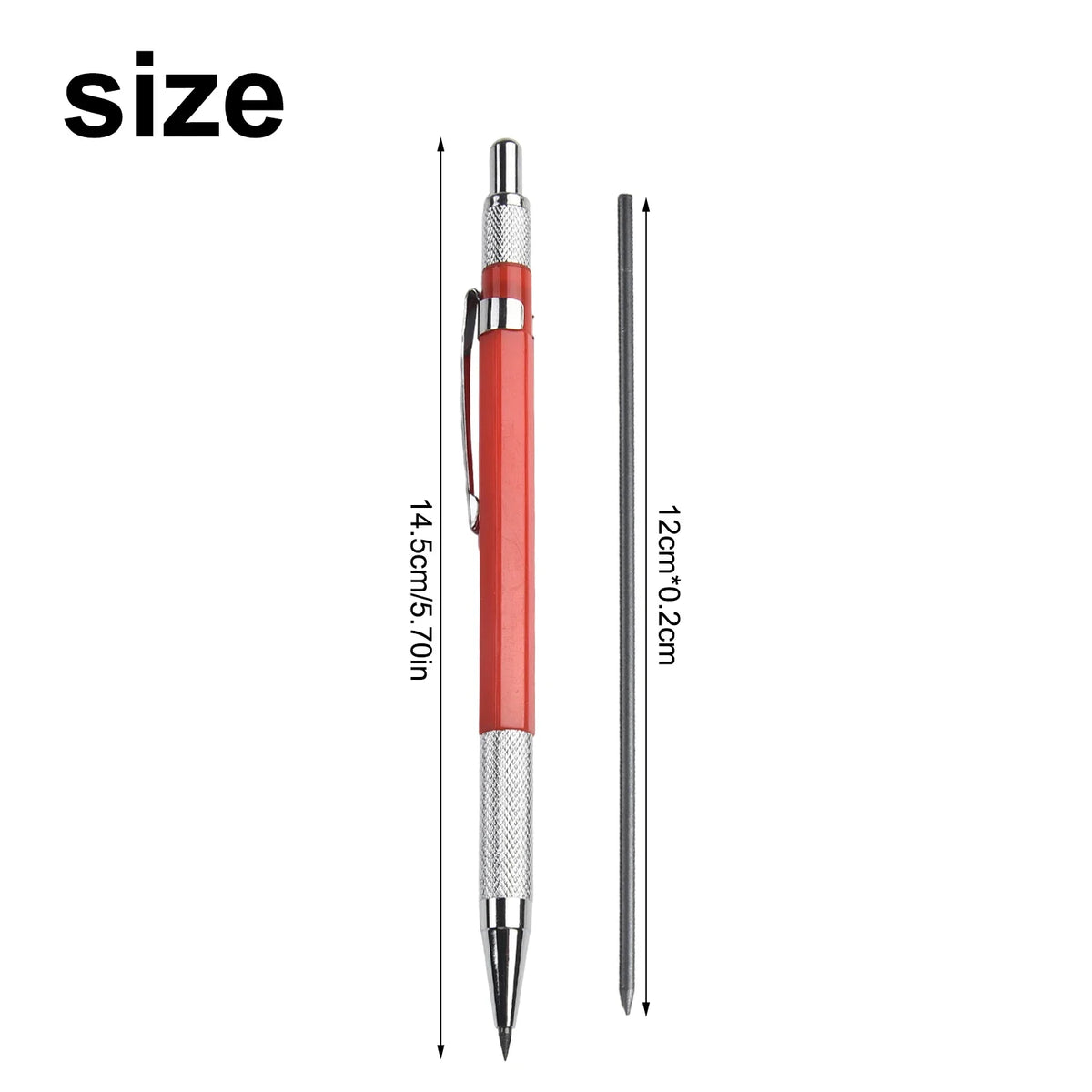 Mechanical Welder's Metal Marker Pencil + 12 Silver Refills Metal Marker Pencil Babs