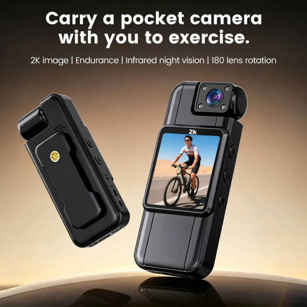 KEBIDUMEI 2K Mini Body Camera 180° Rotatable Dash Cam DVR Mini Body Camera Babs