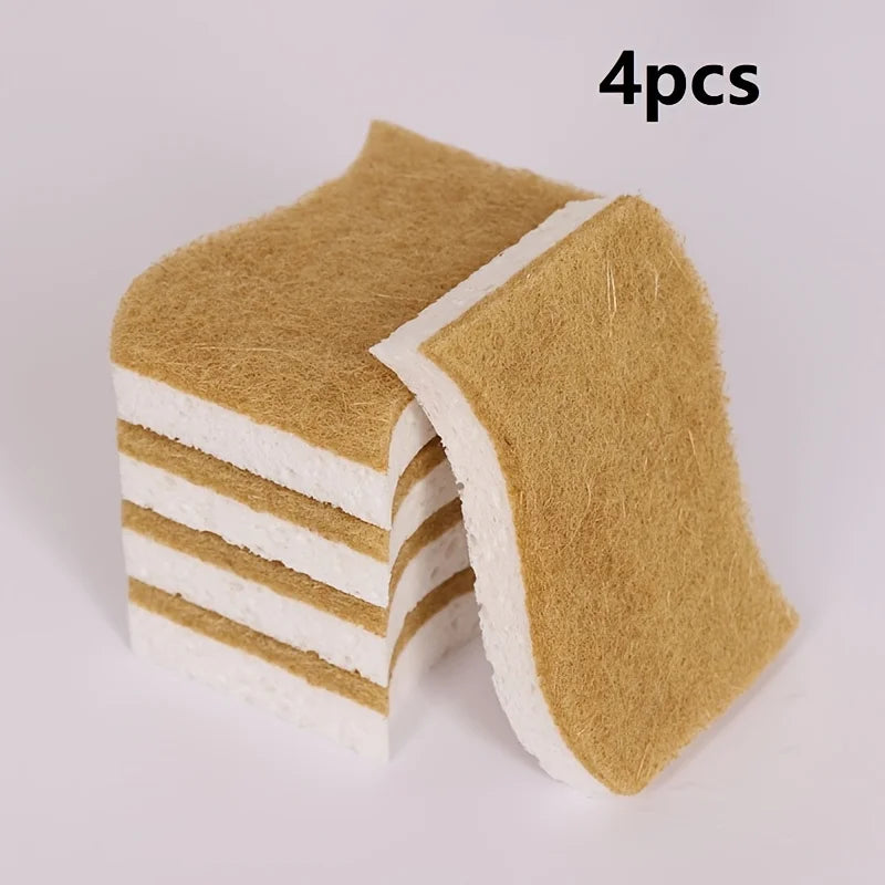 4-Piece Coconut Fiber Kitchen Sponge Set – Eco-Friendly Kitchen Cleaning Sponge Babs light yellow