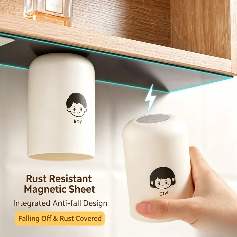 Magnetic Upside-Down Toothbrush Cup & Toothpaste Holder Toothbrush Cup Holder Babs