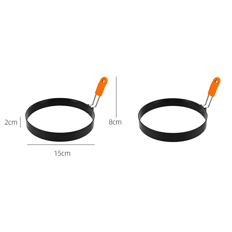 Stainless Steel Fried Egg Ring with Silicone Handle | Non-Stick Egg Ring Mold Babs 2pcs-15cm