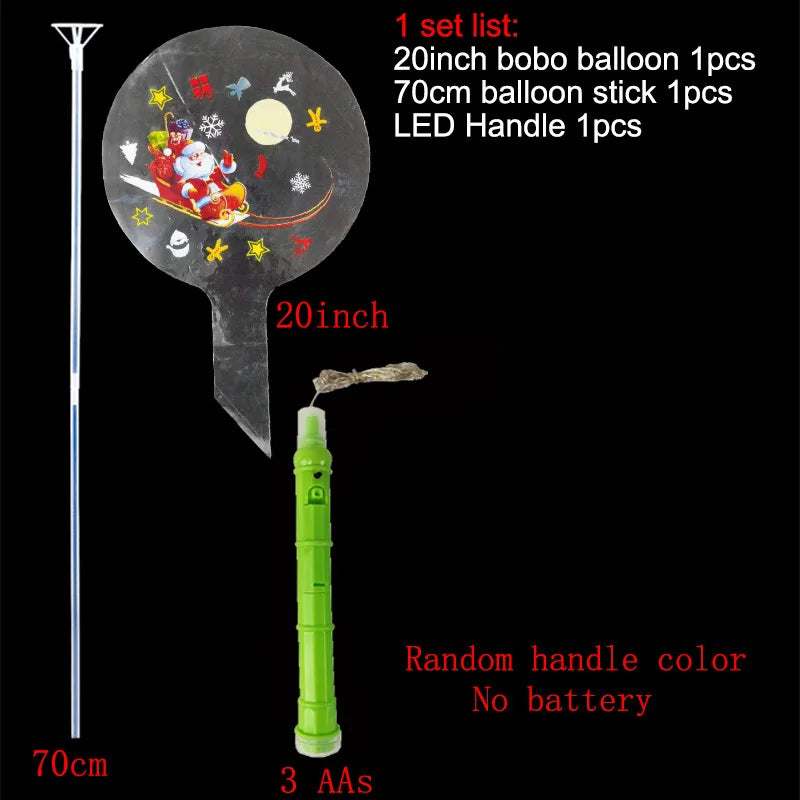 Christmas LED BoBo Balloons Set – Flashing Handle & 70cm Stick LED Party Balloons Babs Green D 15 Packs