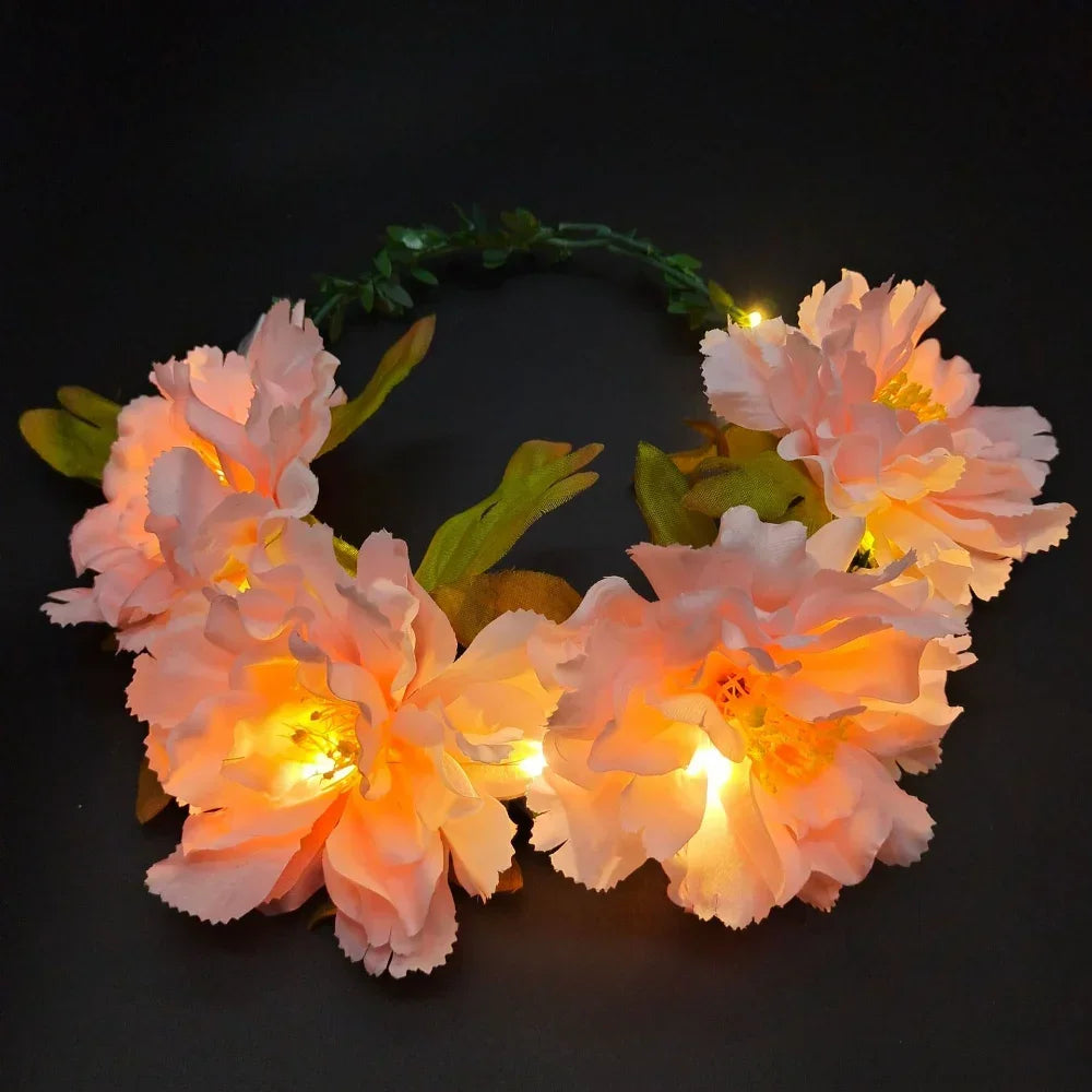 LED Flower Wreath Light-Up Headband | Glowing Floral Crown LED Floral Headband Babs