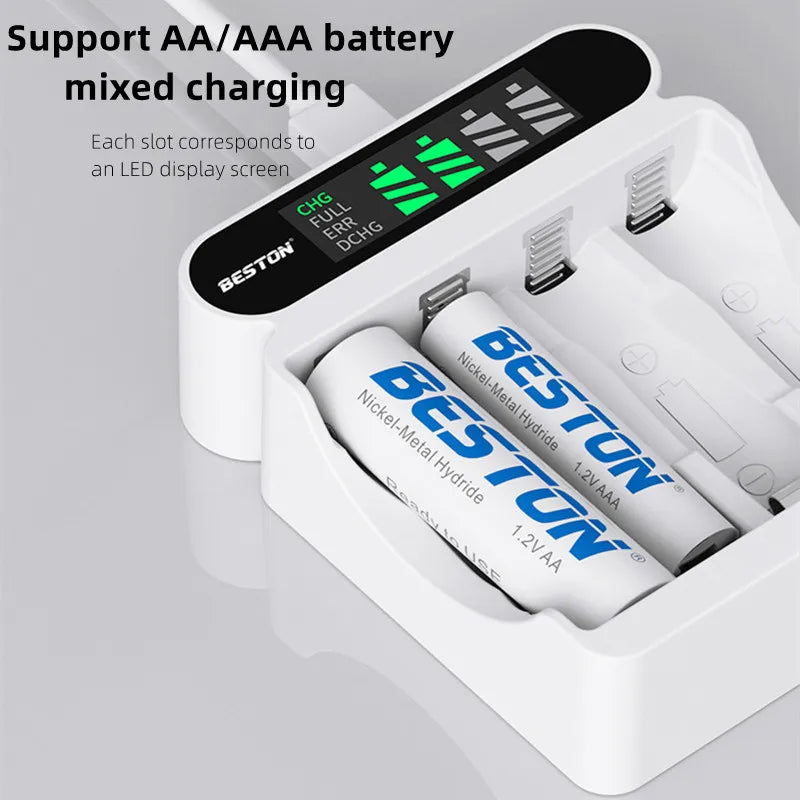 4-Slot AA/AAA Smart NiMH Battery Charger with LCD Display Battery Charger Babs