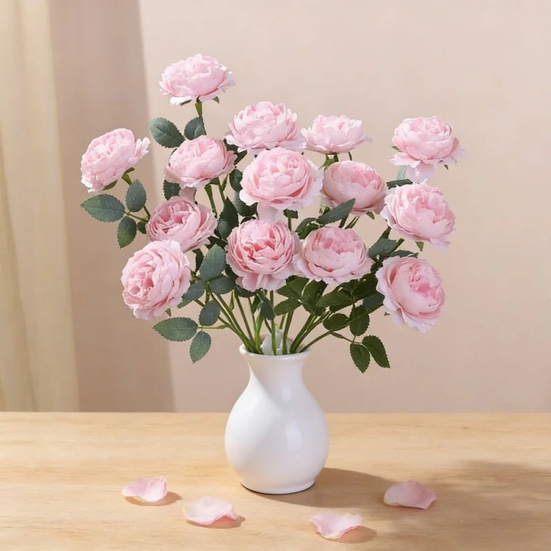 3pcs Silk Peony Flower Heads – Wedding & DIY Home Decor Artificial Silk Flowers Babs