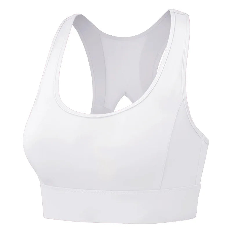 High Impact Sports Bra – Padded Racerback Full Coverage Gym Vest Sports Bra Babs WHITE M