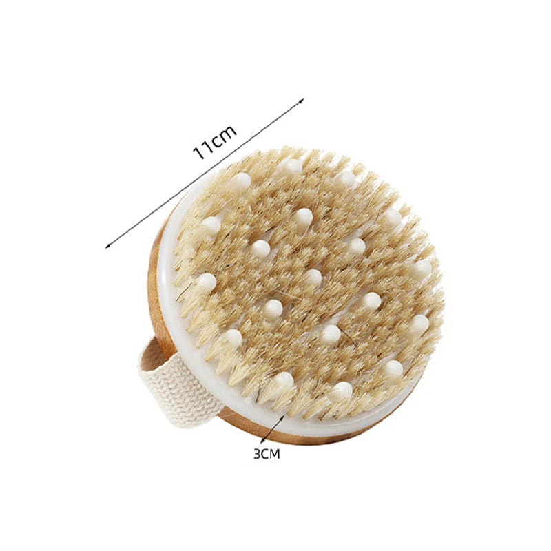 Natural Bristle Long Handle Body Brush – Exfoliating Bath Scrub Body Bath Brush Babs C
