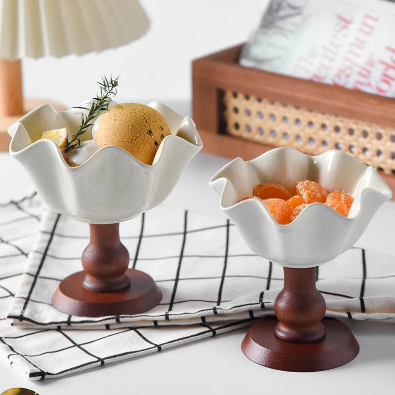 Retro High-Footed Ceramic Bowl – Decorative Desktop Storage Dish Ceramic Decorative Bowl Babs