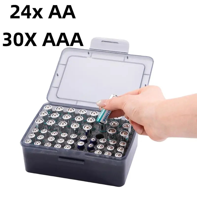 AA AAA Battery Storage Organizer Box – 54-Cell Holder Battery Storage Organizer Babs