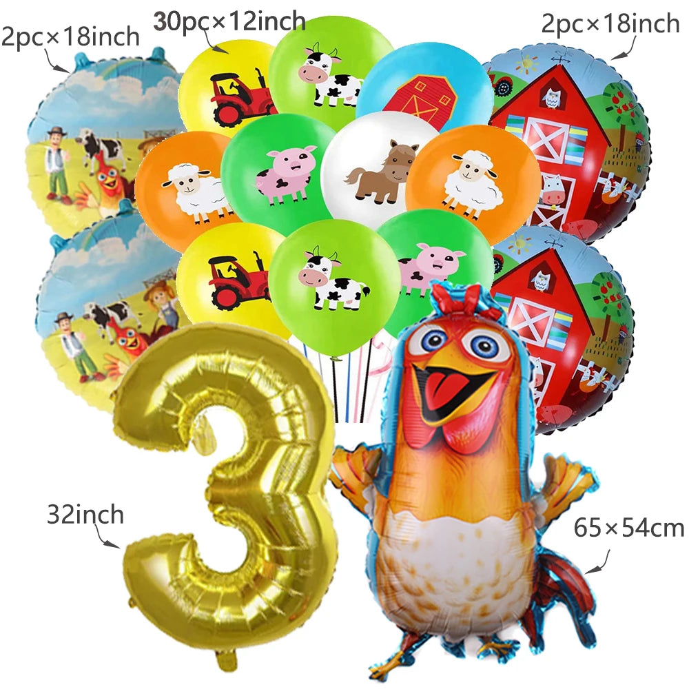 Farm Animal Foil Balloons Set – Cow Sheep Duck Pig Party Decor Party Balloons Set Babs Light Grey As show
