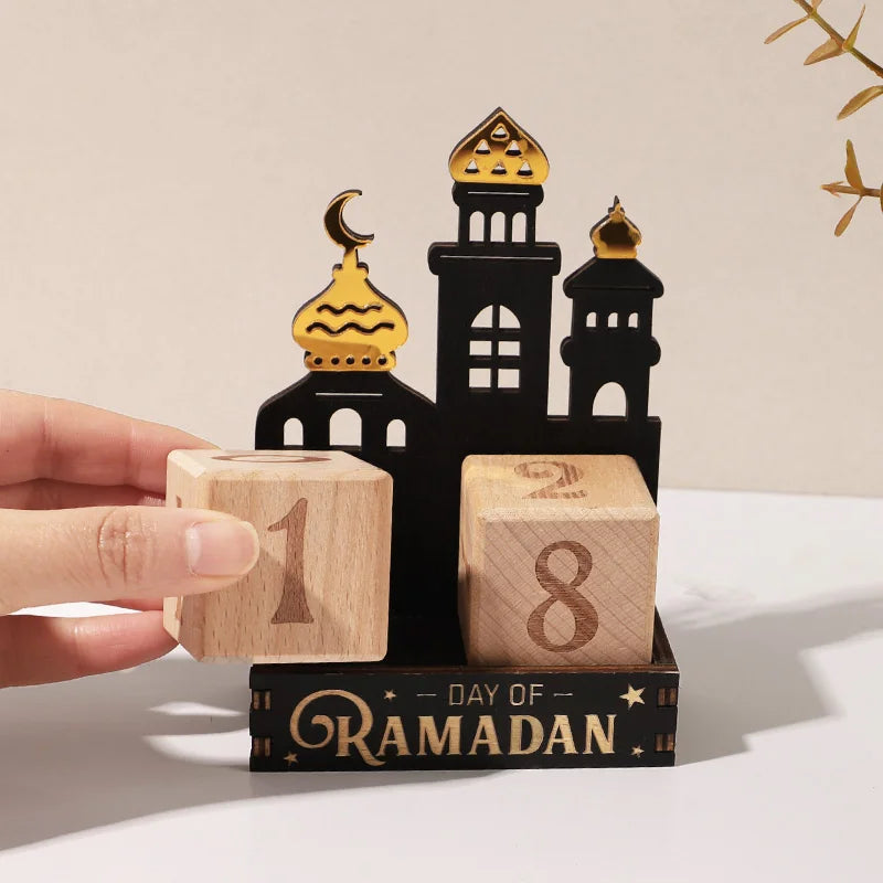 Ramadan Countdown Calendar Wooden Blocks – Eid Mubarak Decor Wooden Countdown Calendar Babs