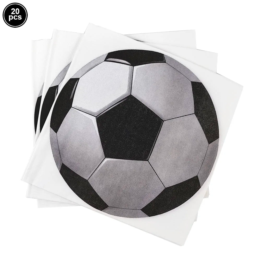 Soccer Theme 7th Birthday Party Decorations Set – Balloons & More Party Decoration Set Babs White napkin As pictures show