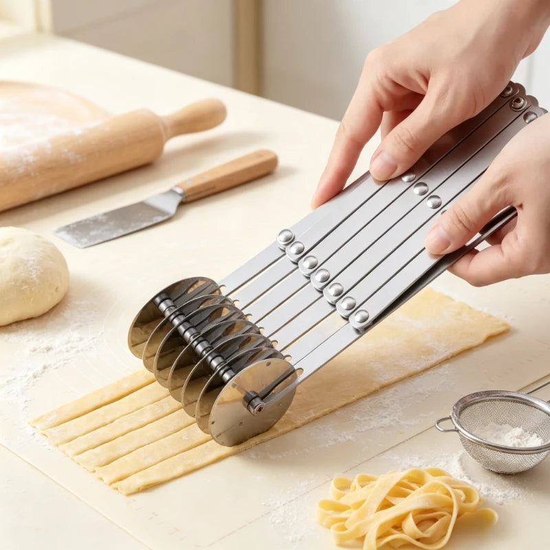 7-Wheel Stainless Steel Dough Divider & Pizza Roller Cutter Pastry Roller Cutter Babs