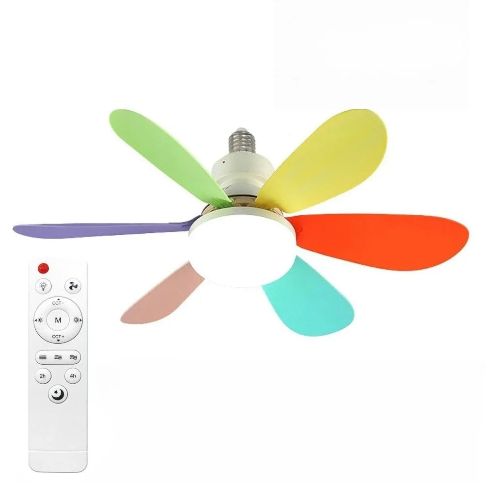E27 LED Ceiling Fan Light with Remote – Dimmable 3-Color LED Ceiling Fan Light Babs colorful 30W