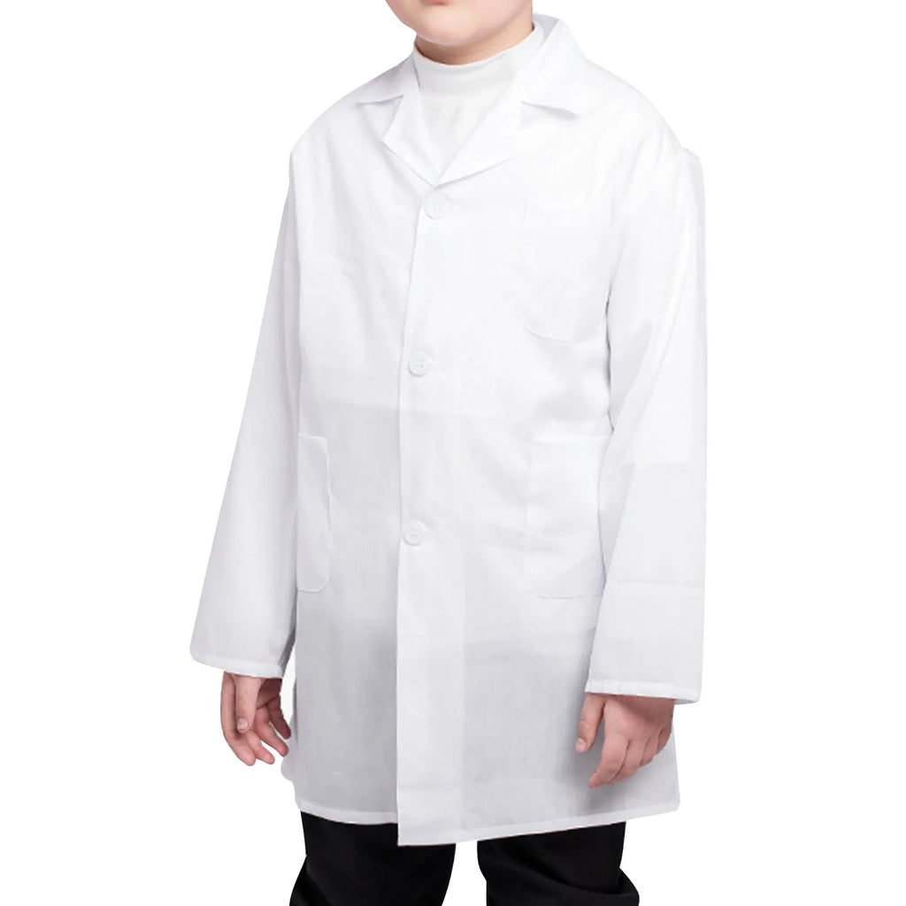 Kids White Lab Coat Unisex Doctor Costume Long Sleeve Kids Costume Coat Babs White L