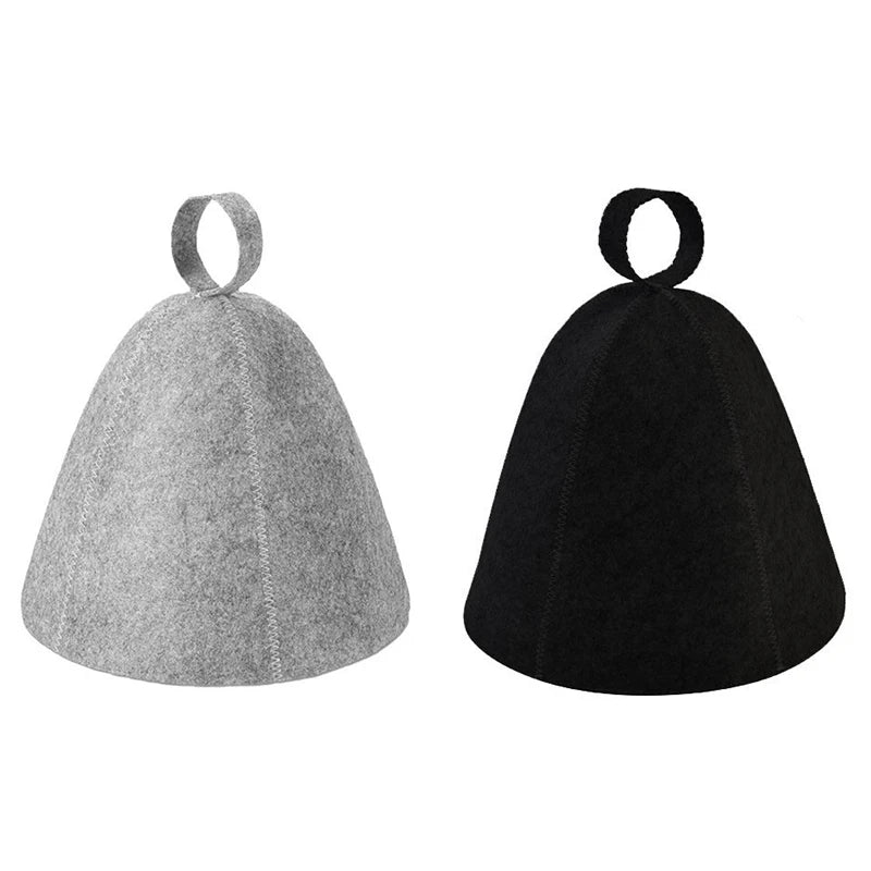 Men's Wool Felt Sauna Hat – Heat Retention & Hair Protection Sauna Hat Babs 2pcs-Grey Black