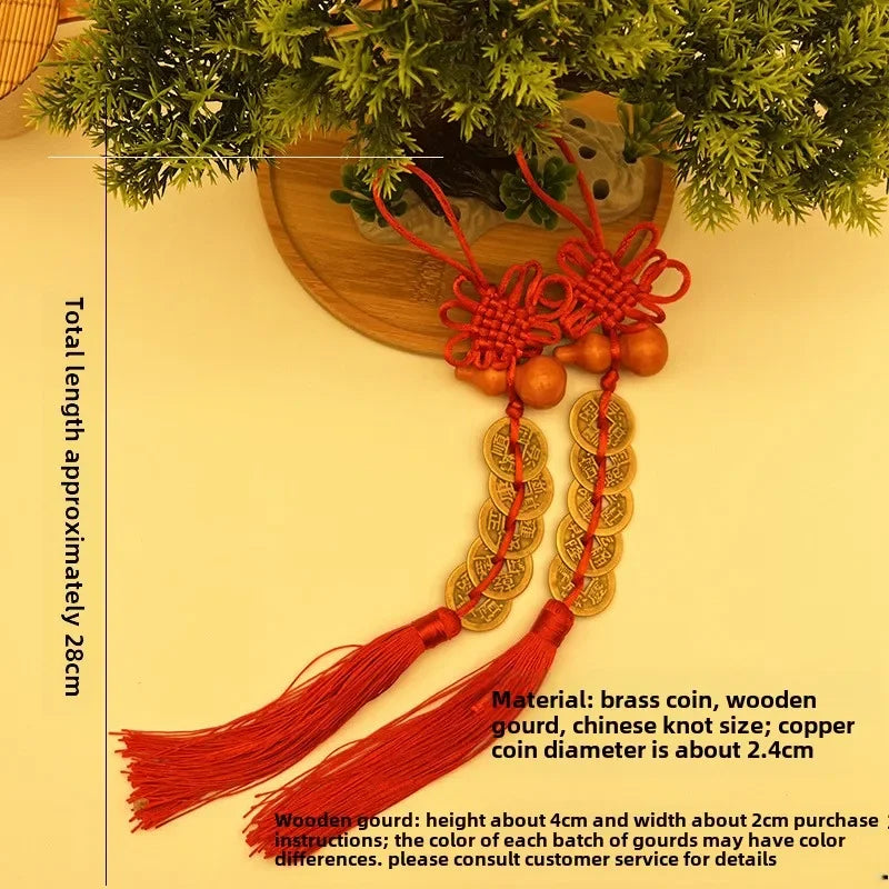 Feng Shui Coins Red Endless Knot Lucky Home & Car Ornament Lucky Hanging Ornament Babs
