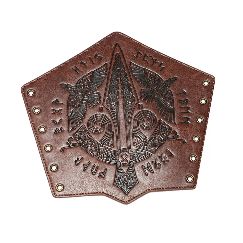 Medieval Embossed PU Leather Arm Bracers – Knight Cosplay Wrist Guard Cosplay Arm Bracer Babs 25.2cm 1Pc