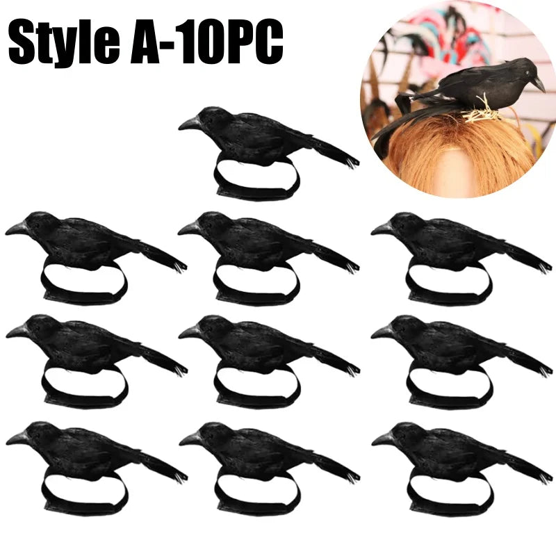 Halloween Black Crow Feather Headband – Raven Costume Accessory Costume Headband Babs Style A-10PCS