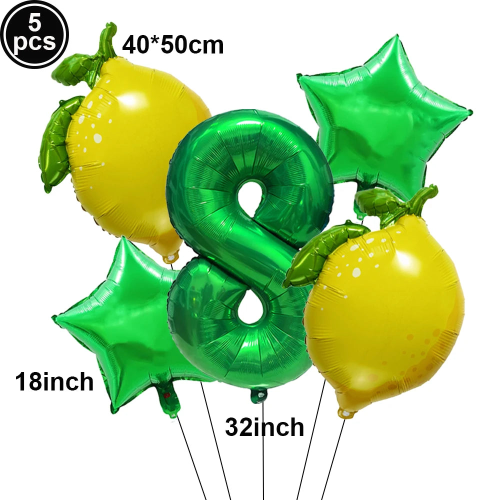 Lemon Foil Balloon Set with 32" Number Balloons – Party Decor Foil Balloon Set Babs Deep Sapphire as show