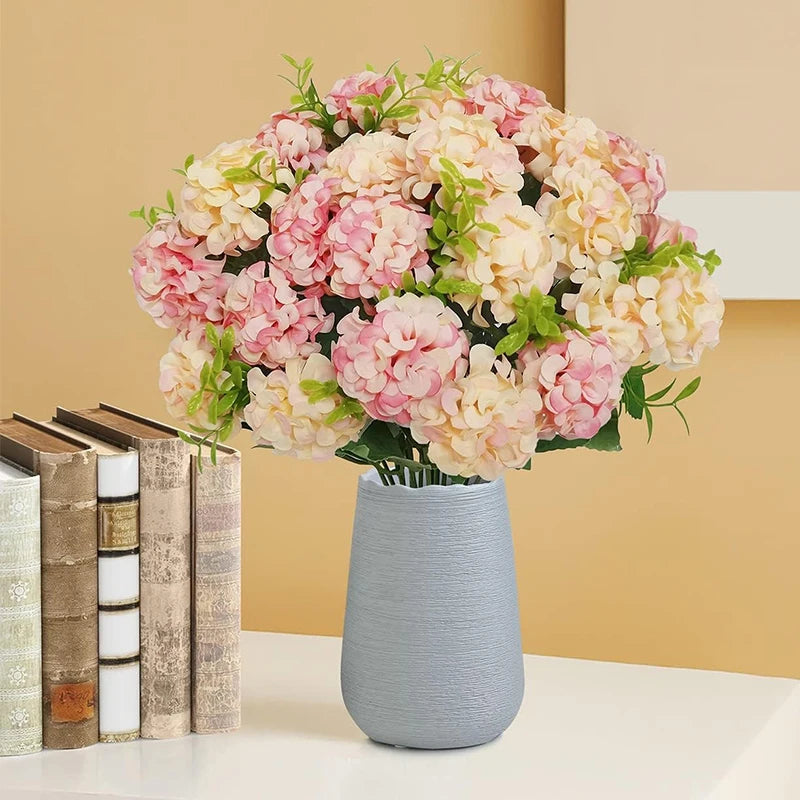 Pink Silk Rose Hydrangea Artificial Bouquet 10 Heads – 35cm Artificial Flower Bouquet Babs